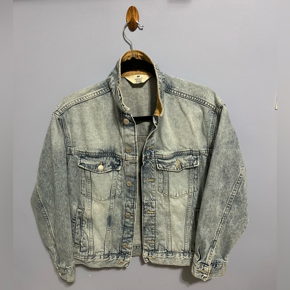 H&M Blue and Tan Denim Jacket